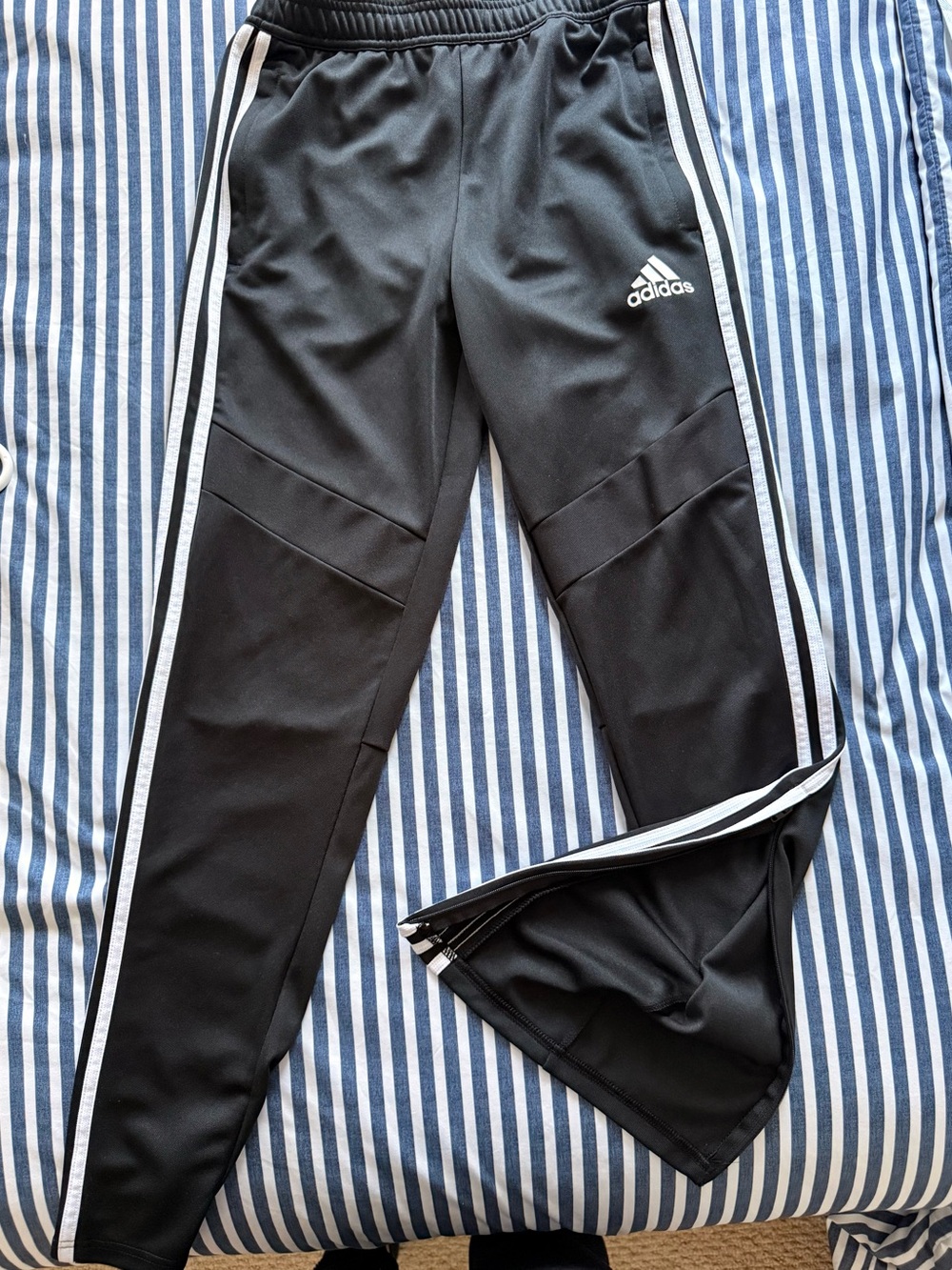 Adidas Black Joggers with White Side Stripes